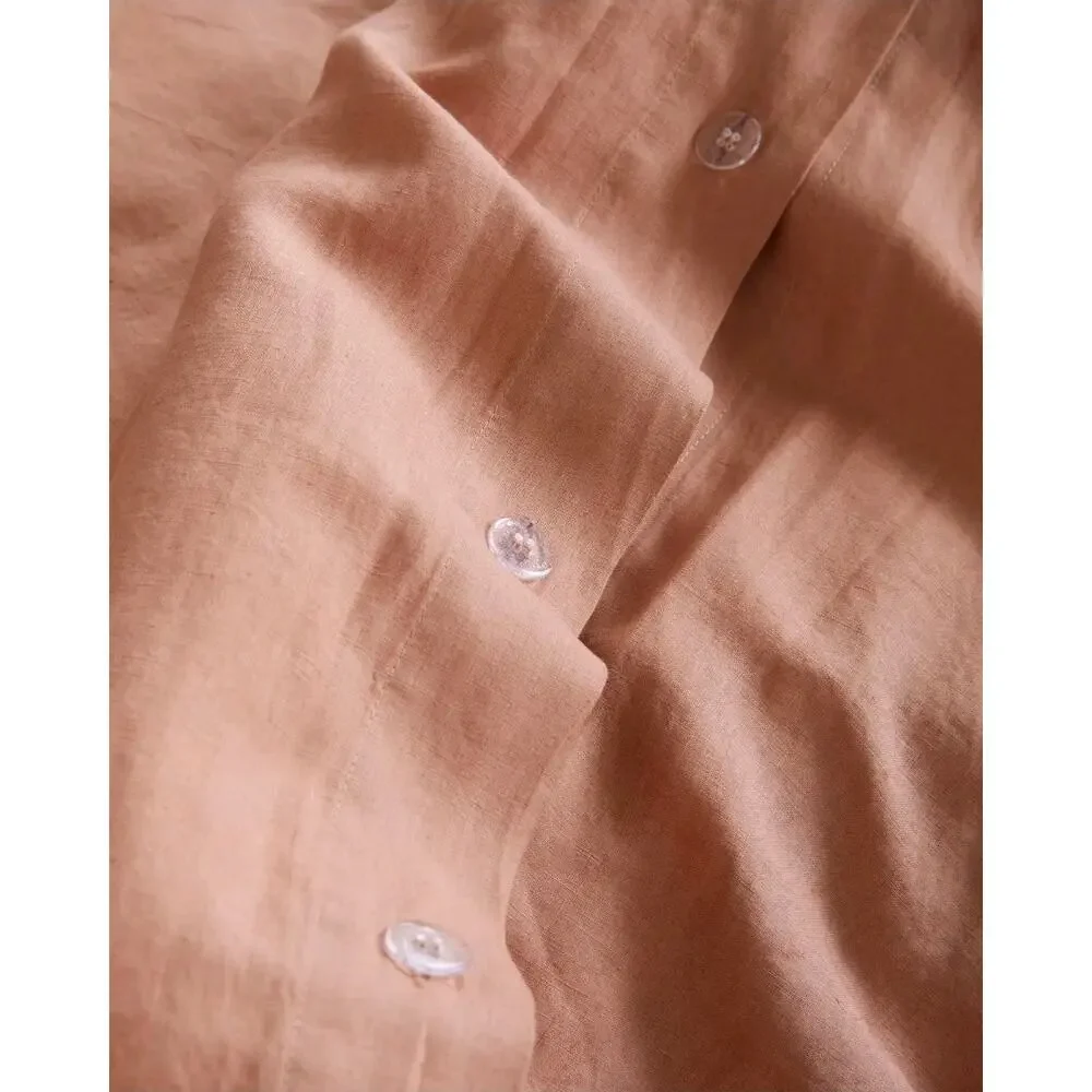 New Quince 100% European Flax Linen Duvet Cover King Cal King Desert Sunset